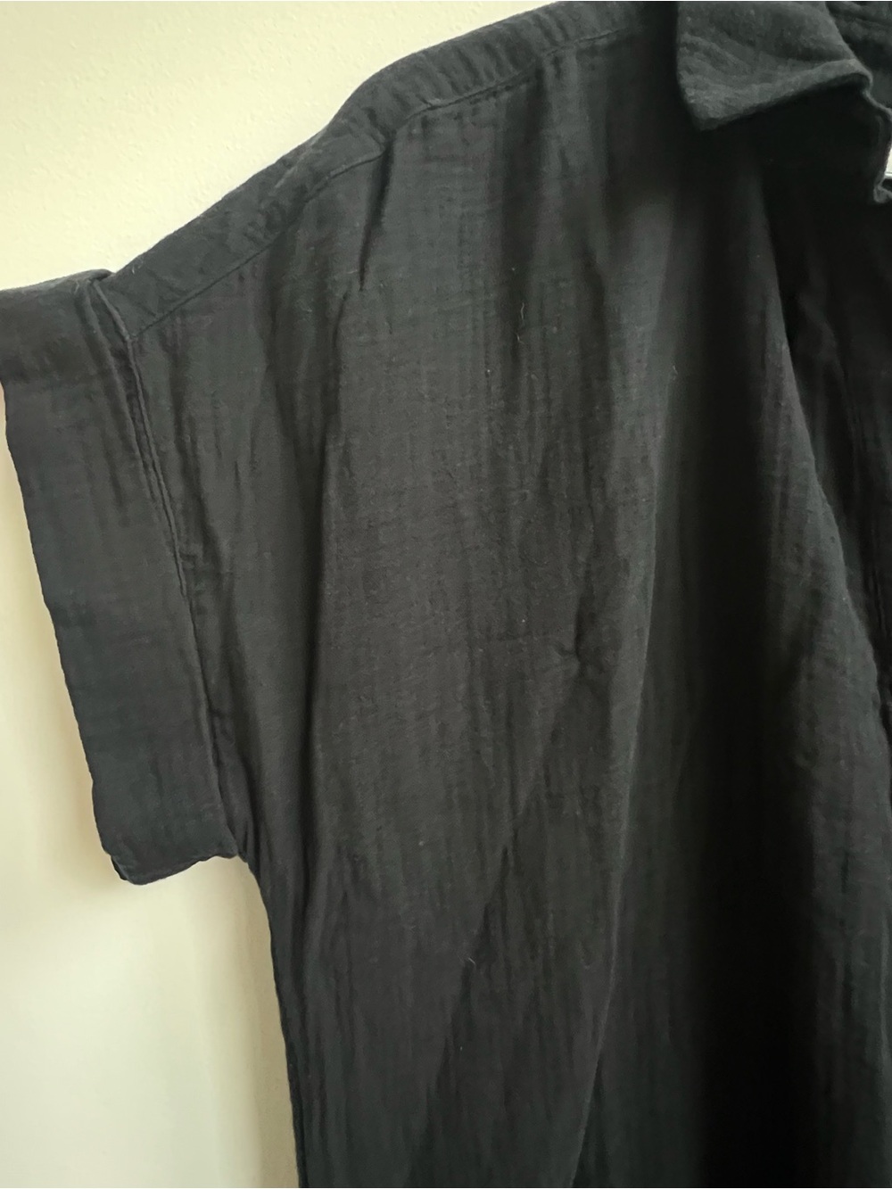 New J. Crew Factory Short-Sleeve Gauze Popover Dress Black Vacation Beach XL - Picture 13 of 16